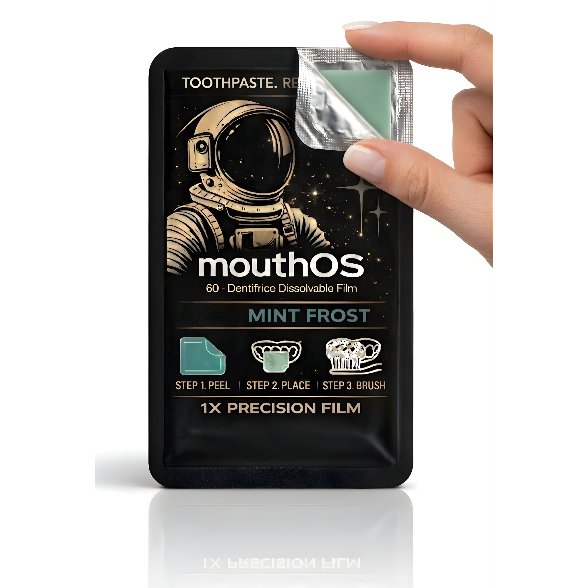 Clean Saint Mint Frost sachet peel place brush usage instructions dissolvable film