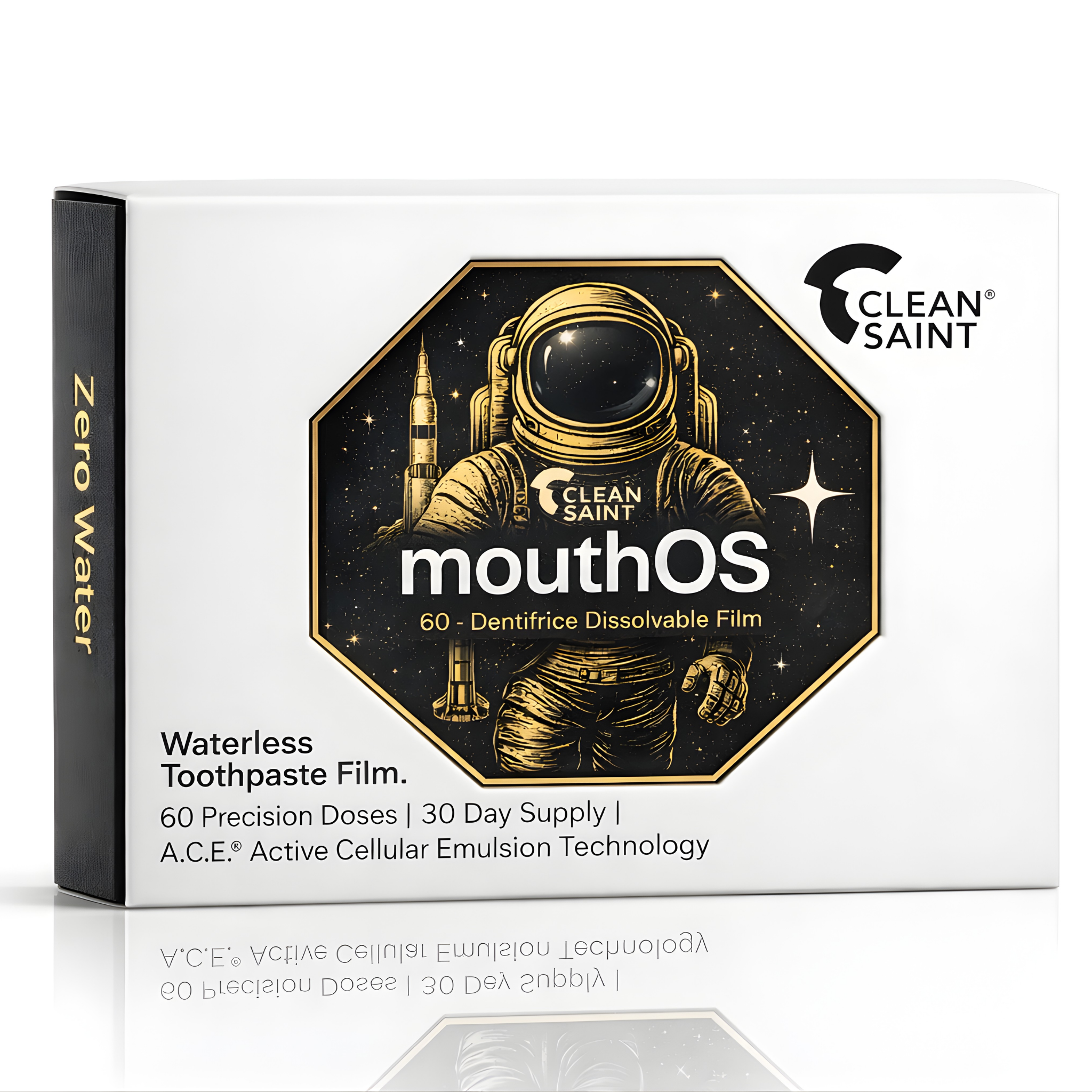 Clean Saint Mint Frost Dissolvable Toothpaste Film 60 brushes 30 day supply waterless ODF