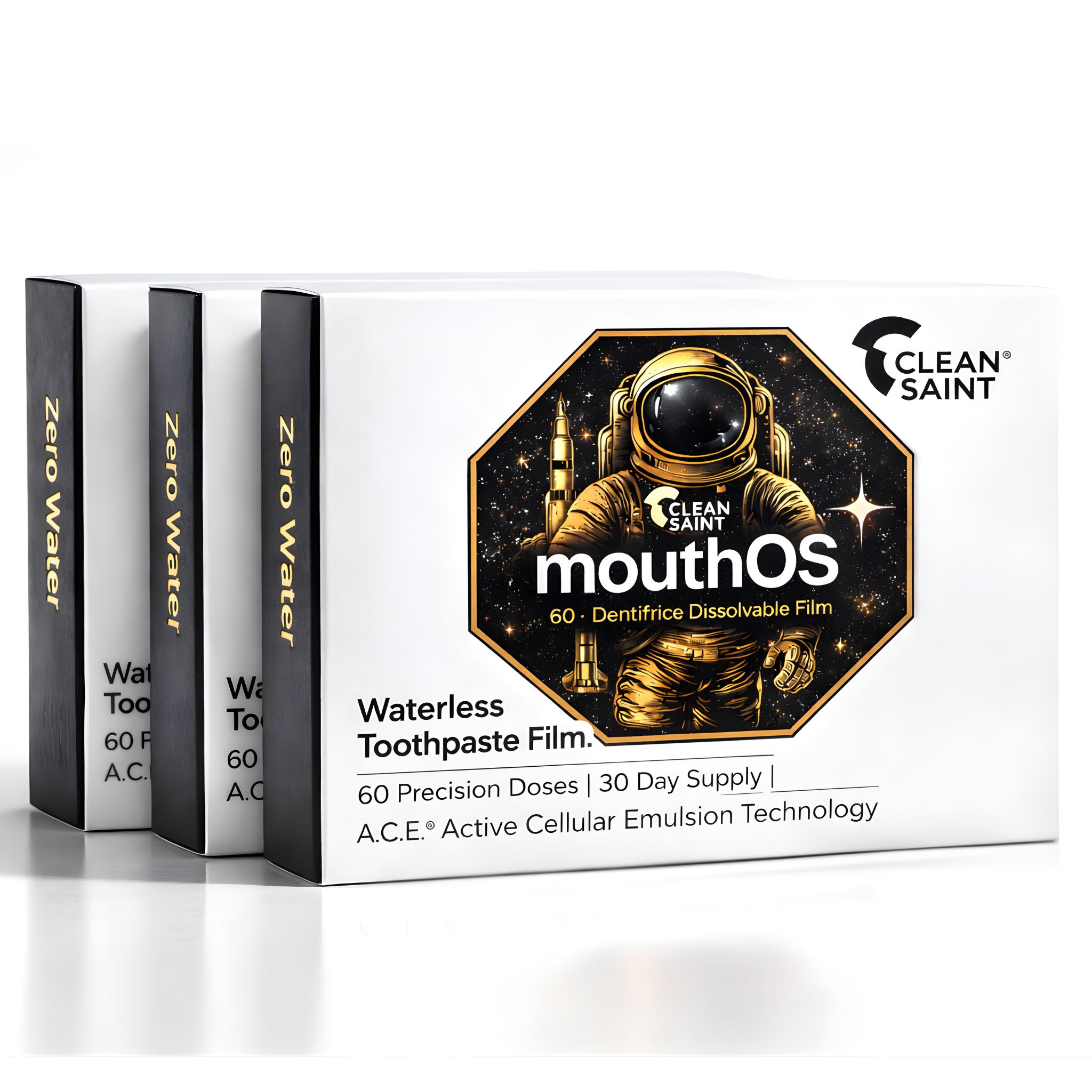 Clean Saint Mint Frost Dissolvable Toothpaste Film 3 box bundle quarterly supply waterless ODF