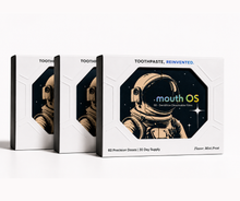 Three Mouth OS Mint Frost boxes, the 90-day supply of dissolvable toothpaste film, 180 Precision Doses